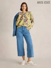 White Stuff Blue Tia Wide Leg Crop Jeans (AN5672) | $136