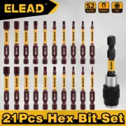 ELEAD 21Pcs Hex Head Allen Wrench Drill Bit Set Magnetic Extension Magnetic Tips