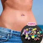 110Pcs Piercing Kit Body Piercing Set with Belly Tongue Nose Eyebrow Lip suqYo