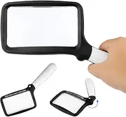 Folded Magnifying Glass with Light, 3X Handheld Large Magnifying Glass LED Lighted Magnifier for Seniors Reading, Soldering, Inspection,Jewelry, Exploring (Folding Handle)