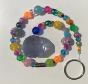 Beaded Suncatcher Bright Multicolor Purple Crystal Prism Hanging Patio Decor