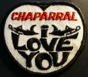 VINTAGE CHAPARRAL I LOVE YOU SNOWMOBILE PATCH NEW 3" X 3 1/2" (703)