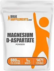 BulkSupplements.com Magnesium D-Aspartate Powder - Magnesium Supplement, High Absorption Magnesium, Magnesium Asparte Powder - Gluten Free, 680mg (49mg of Magnesium) per Serving, 1kg (2.2 lbs)