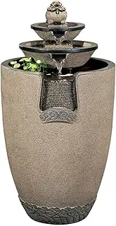 Water Fountain Outdoor Chinese Jar Shape Flowing Water Fountain, Balcony Circulating Water Fountain, Attracting Wealth Floor Ornaments, Suitable for Living Room, Entryway Outdoor Fountain