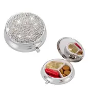 Bling Pill Box 3 Compartment Medicine Pill Case Holder Bling Crystal Rhines