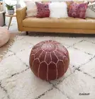 New Premium Vintage Handmade Moroccan Leather Ottoman Wonderful Pouffe Boho
