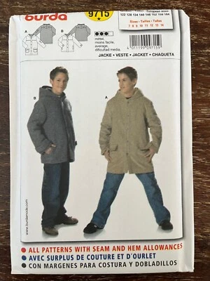 Burda 9715 UNCUT Sewing Pattern, Boys' Jacket, Size 7-14