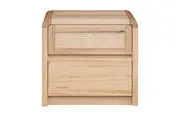 MD Metz Solid Timber Rattan 2 Drawer Bedside Table