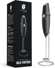 Espumador de Leche Manual para Cafe Batidor Electrico Mano Mini Mezclador Negro