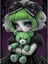 cdjlddww Gothic Diamond Painting Kits for Adults, 5D Diamond Art Kits for Beginners, DIY Bear Round Full Diamond Gemstone Art Rhinestone Painting for Wall Decor 12X16 inch