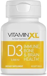 VitaminXL D3 - Supports Bone and Muscle Health, 5000 IU (125 mcg) 30 Veggie Capsules