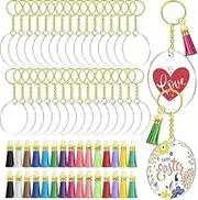 30pcs Acrylic Keychain Blanks, Craft Tassels Keychain, Bulk Acrylic Keychain for Craft Set with Acrylic Blanks, Key Rings, Tassels and Jump Rings, DIY Keychain Supplies