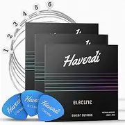 HAVENDI® Guitar Strings electric guitar - brilliant sound quality strings made of steel for electric guitar coated with nickel (6 string set) incl. 3 picks