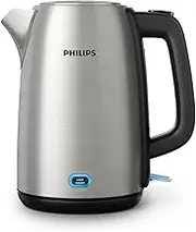 Philips Viva Collection Kettle - Stainless steel metal, Spring lid, Micro-mesh filter, Cordless 360 base, Water level indicator, Keep warm function, 1.7 L, Metal (HD9353/90)