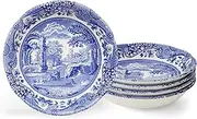 [Spode] Blue Italian Cereal Bowl | Set of 4 | Oatmeal, Cereal, and Rice Bowl | Made of Earthenware | 6.5-Inches | Dishwasher and Microwave Safe | Made in England