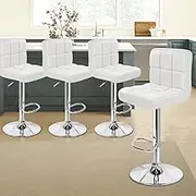 ALFORDSON Bar Stool 4Pcs Adjustable Kitchen Barstools Ralph Swivel Counter Dining Chair in 62-83cm Seat Height for Home Bar Dining Room (White)