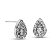 Pear-Shaped Composite White Lab-Created Sapphire Teardrop Stud Earrings in Sterling Silver