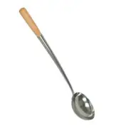 Thunder Group 8 oz Stainless Steel Chinese Serving Ladle w/ Wooden Handle