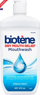 Biotene Dry Mouth Oral Rinse 470ml Fresh Mint Breath Freshener & Moisturiser