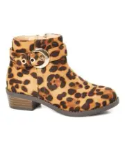 Girls’ Ositos Beige Leopard Buckle-Detail Ankle Boot Fits Size 9 (Is 10) NIB