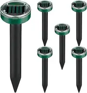 Solar Gopher Repeller | Solar Powered Mole Snake Repeller,6X Spikes Repelling Device, Waterproof Deterring Stakes for Skunk, Gopher,