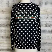 GUCCI Black Sweatshirt Polka Dot Size XS 617964 Logo Graphic Boho Retro Vintage