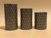 Partylite Candle Holders 3 Piece Trio Set Copper Tone Ceramic #P 99002 - PL1