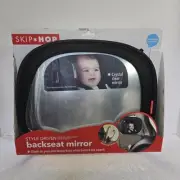 Skip Hop Backseat Mirror, For Rear-facing Car Seat, Black Faux Leather Trim, NIB
