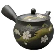 Teapot Kyusu Tokoname - AKIRA - Black - 460 ml cc - Stainless Mesh - Sakura