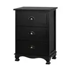NEW Artiss Vintage Bedside Table 3-Drawer Black