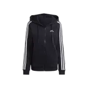 (W) Adidas Essentials 3-Stripes Full-Zip Fleece Hoodie Black White - US Sizing