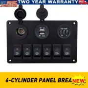 6 Gang USB Switch Rocker Circuit Breaker Panel LED Car Waterproof Marine Boat (for: Fiat)