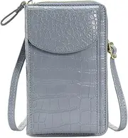 SaZaK Women Phone Bag with Shoulder Strap PU Leather Wallet Clutch Bag Blue