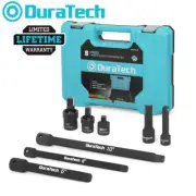 DURATECH 8PCS Impact Socket Accessory Set Extension Bar Swivel Adapter 3/8" 1/2"