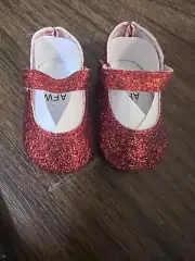 RED Sparkle MARY JANES fits American Girl 14.5" Wellie Wishers doll Shoes