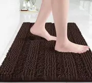 Bathroom Rug Mat, Non Slip Quick Dry Bath Mats, Extra Thick 24" x 17" Brown