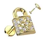 Piercing Ear Labret Padlock Cobblestone Golden