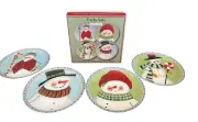 Oneida Frosty Folks Snowmen Plates Dessert Salad Christmas Holiday Set of 4