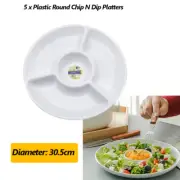 5x Reusable Serving Tray 4 Section Food Snack Chip Dip Sauce Catering Party Tray
