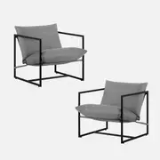 Zinus Aidan Sling Chair Set of 2 Metal Frame Armchair with Foam Cushion - Light Grey