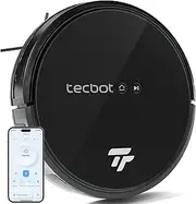 [TECBOT] S1 Robot Vacuum Cleaner Slim 120Mins Runtime 2-in-1 Robot Sweeping or Mopping Self-Charging WiFi&App&Remote Control Robotic Vacuum Cleaner for Home Pet Hair Hard Floors,Black