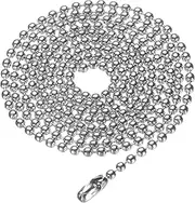 [sourcing map] Stainless Steel Ball Chain 316L Round Bead Necklace Dog Tag Pull Chains with Connectors Clasps for Men Women Jewelry Making Bracelets Keychain
