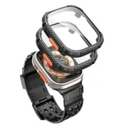 Rugged Durable Band with 2-pack Built-in Tempered Glass Screen Protector for Apple Watch Ultra Case