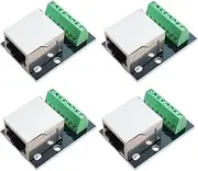 Lyntamy 4PCS RJ45 Ethernet Female Socket Connector Breakout Board,2.54mm Connector Board Shielded Network Adapter Terminal