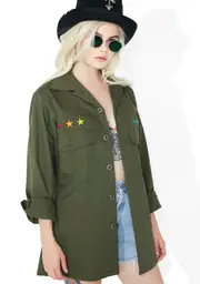 Reworked Rainbow Star Military Jacket