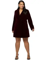 [Pink Dusk] Velvet Sins Tuxedo Mini Dress in Red