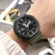 G-SHOCK CASIO 卡西歐 八角型 雙顯 防水200米 橡膠手錶-墨綠色/45mm