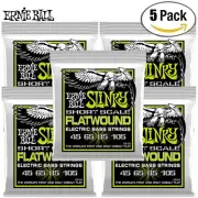 5-PACK Ernie Ball 2818 Slinky Flatwound Short Scale Electric Bass Strings 45-105