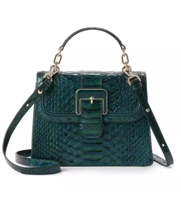 NWT BRAHMIN Kalopsia Collection Small Hallie Evergreen Satchel Bag