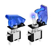 2 Pack 12V Blue LED Toggle Switch w/ Cover 3 Pin On Off Lighted Toggle Switch